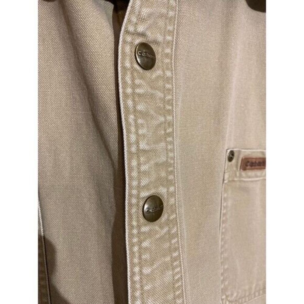 Carhartt Canvas Flannel Lined Shirt Jacket Tan Plaid S96GKH Mens 2XL Regular - Picture 10 of 12